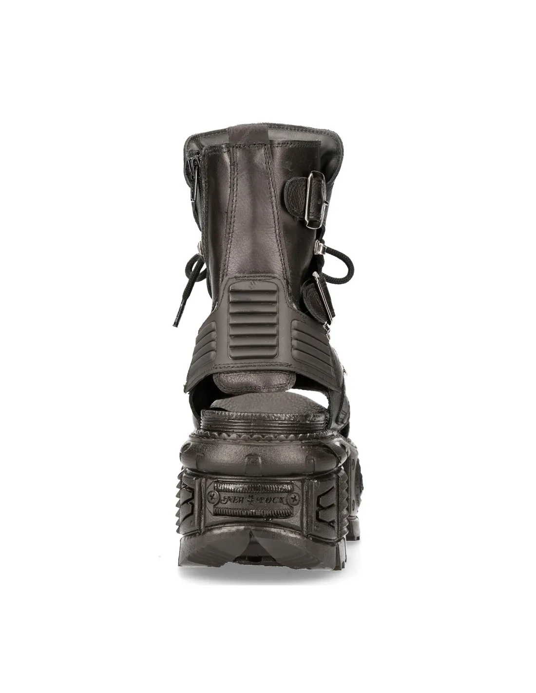 New Rock Plateau-Sandale Echtleder ANKLE BOOT BLACK TANK M-BIOS107-C3 Gladiator