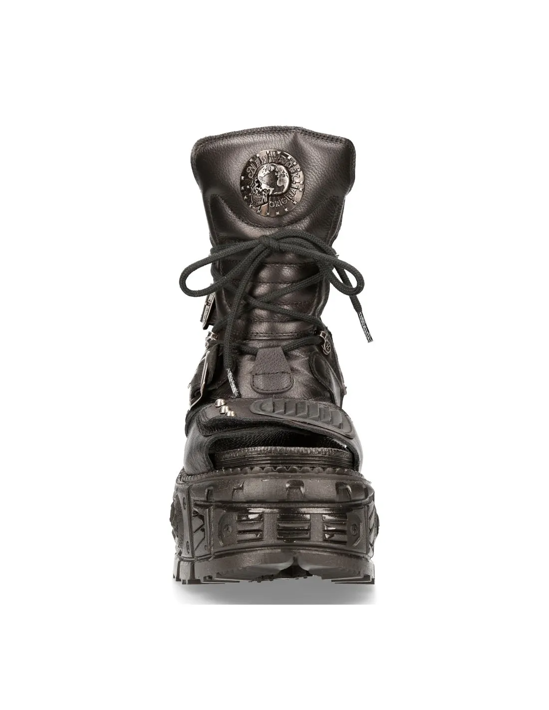 New Rock Plateau-Sandale Echtleder ANKLE BOOT BLACK TANK M-BIOS107-C3 Gladiator
