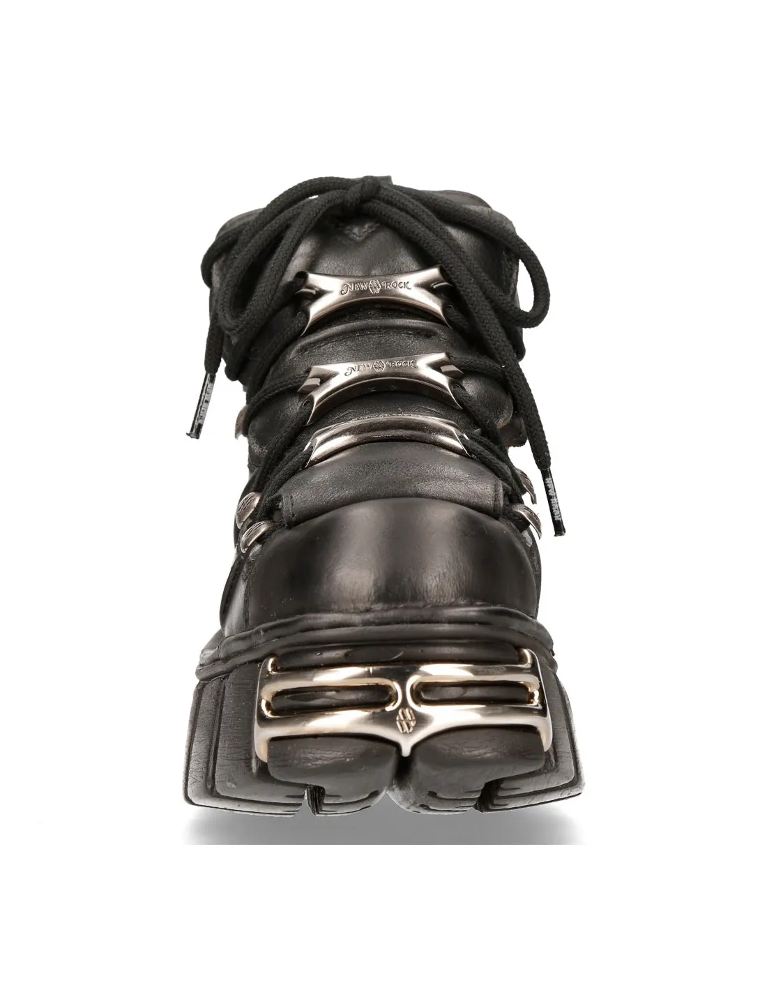 New Rock Platform Ankle Boots Metallic M-106-S1 Black