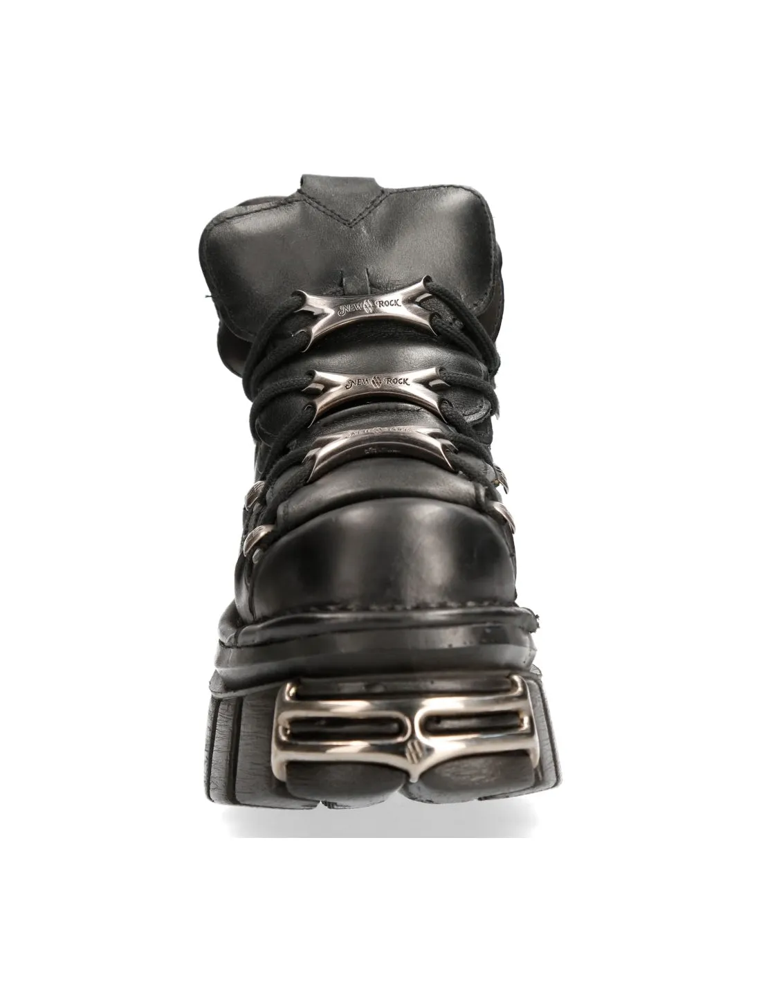 New Rock Platform Ankle Boots Metallic M-106-S1 Black