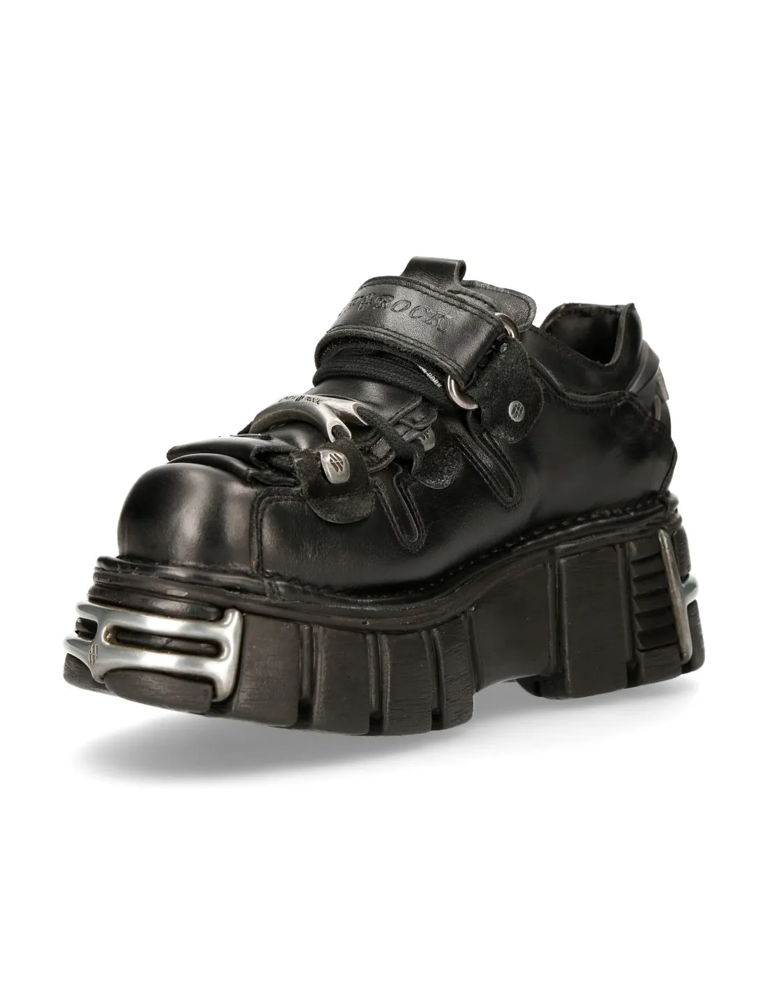 New Rock Platform Ankle Boots Metallic M-131-S1 Black Tower Men's Shoes