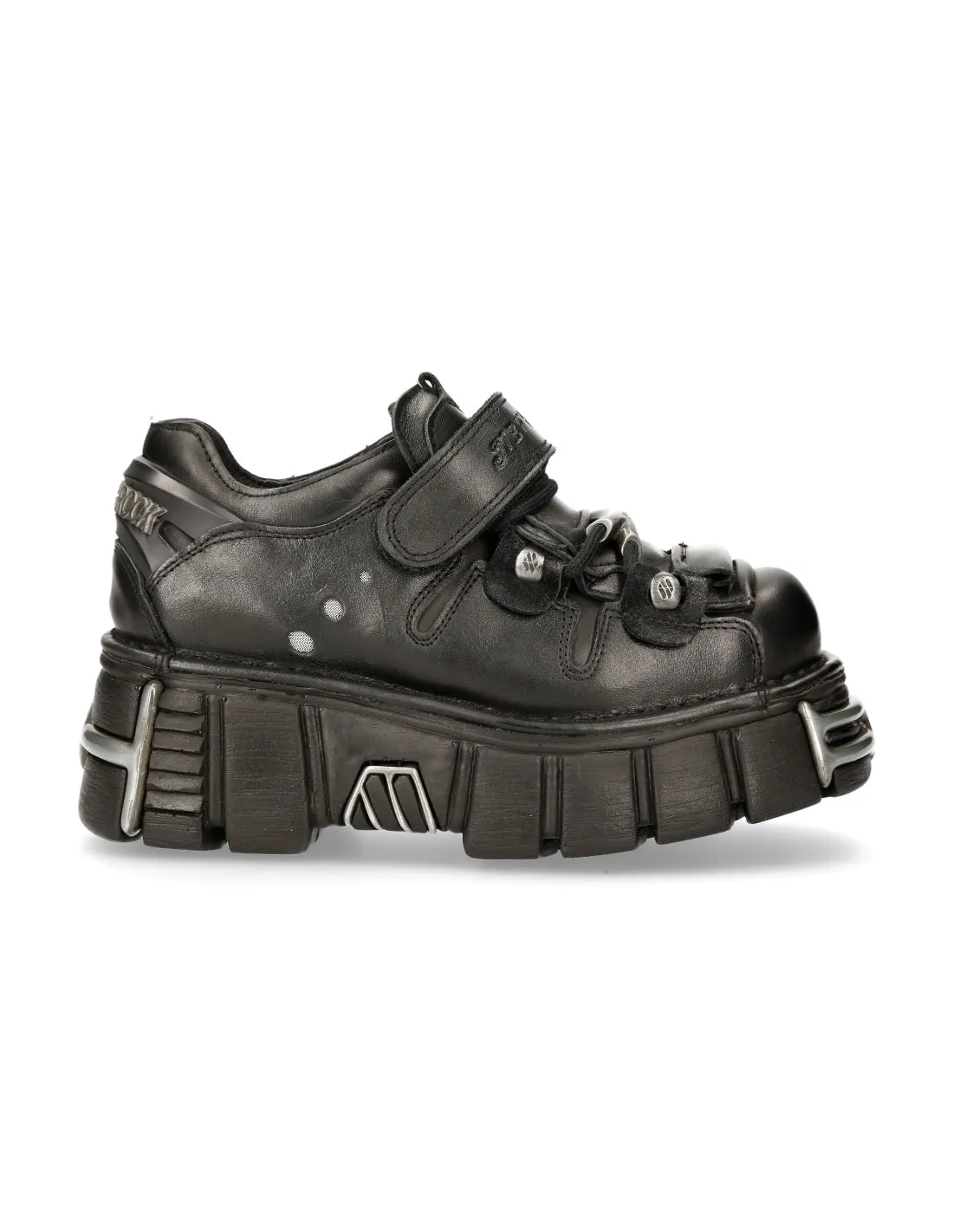 New Rock Platform Ankle Boots Metallic M-131-S1 Black Tower Men's Shoes