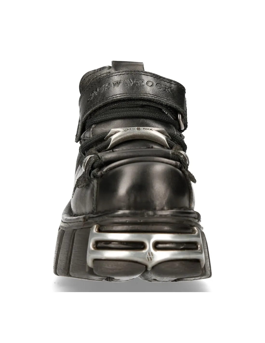 New Rock Platform Ankle Boots Metallic M-131-S1 Black Tower Men's Shoes