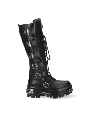 New Rock Schuhe High Boots 272 Stiefel Gothic Echtleder Schwarz