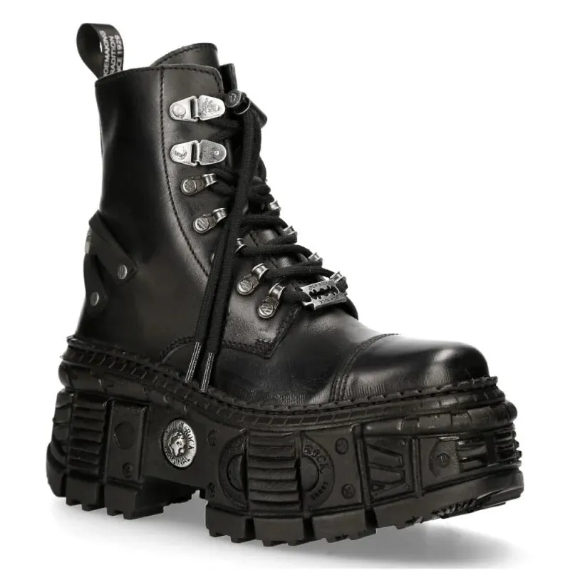New Rock Shoes Ankle Boot Tank M-WALL047-C1 Black Unisex
