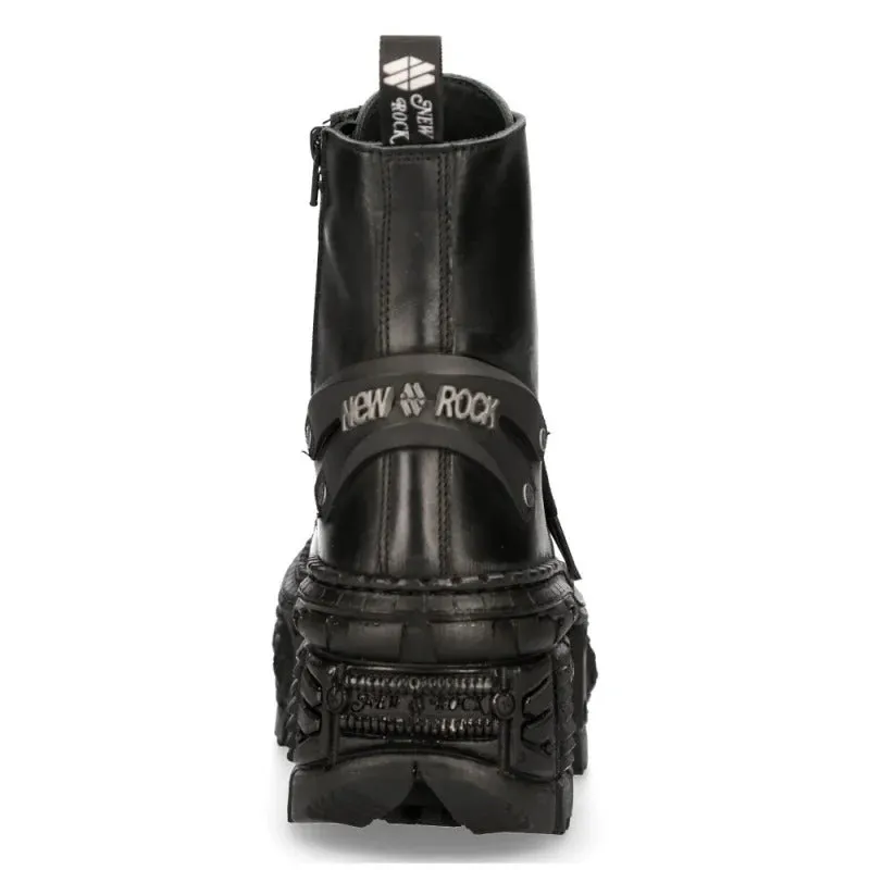 New Rock Shoes Ankle Boot Tank M-WALL047-C1 Black Unisex
