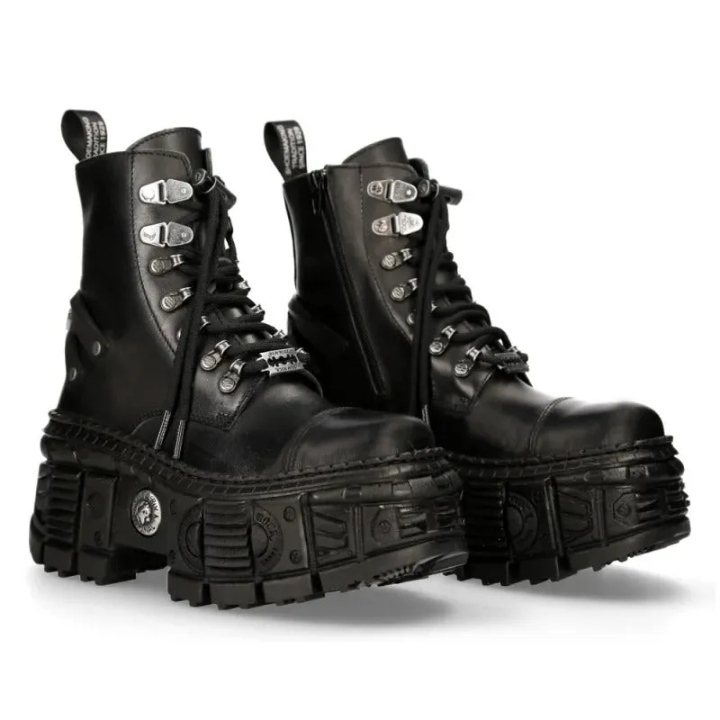 New Rock Shoes Ankle Boot Tank M-WALL047-C1 Black Unisex