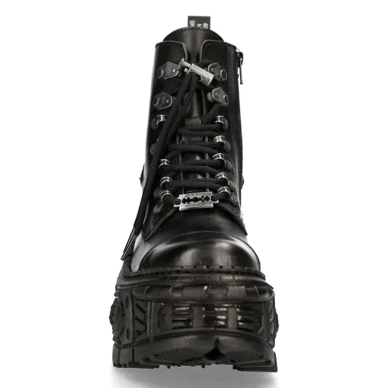 New Rock Shoes Ankle Boot Tank M-WALL047-C1 Black Unisex