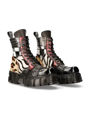 New Rock Shoes Shoes Boots Boots M-MILI083C-S58 Gothic Genuine Leather Vintage Flower