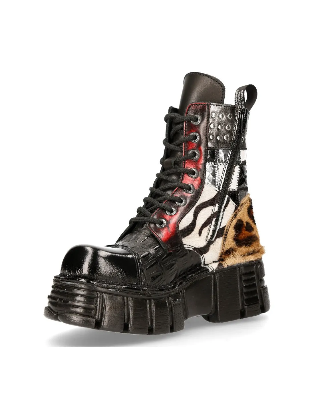 New Rock Shoes Shoes Boots Boots M-MILI083C-S58 Gothic Genuine Leather Vintage Flower