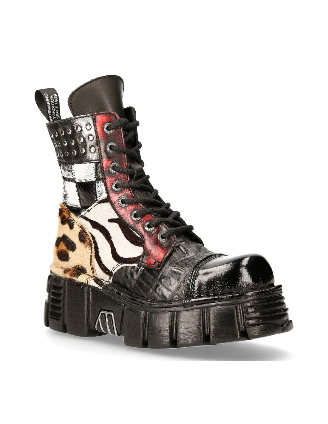 New Rock Shoes Shoes Boots Boots M-MILI083C-S58 Gothic Genuine Leather Vintage Flower