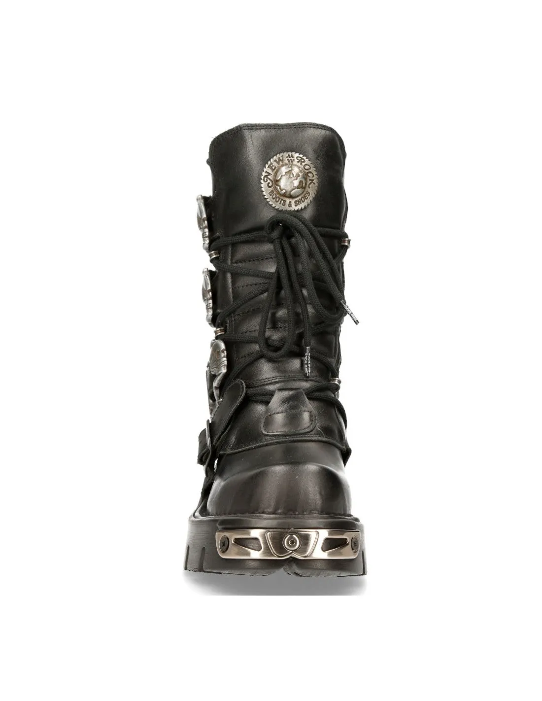 New Rock Shoes Shoes Boots Boots M.391-S1 Biker Boots Gothic Real Leather Skull