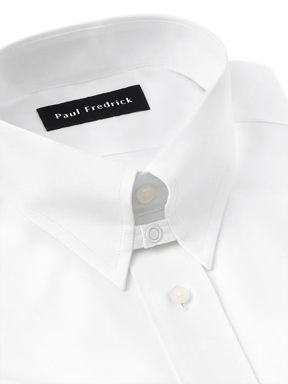 Non-Iron Cotton Pinpoint Solid Snap Tab Collar French Cuff Dress Shirt - White