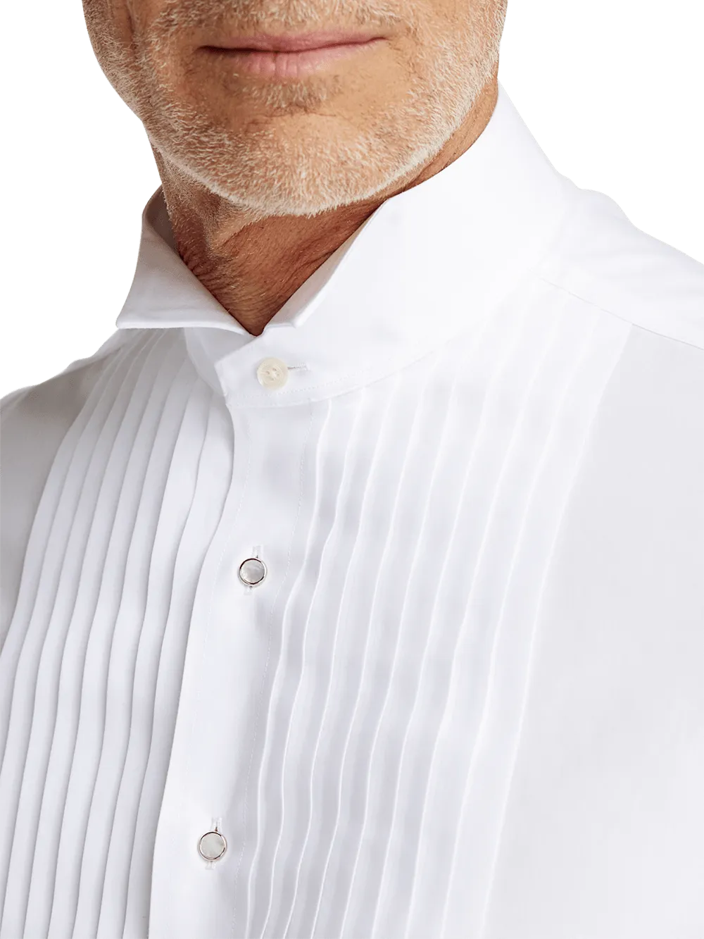 Non-Iron Cotton Tuxedo Shirt - White