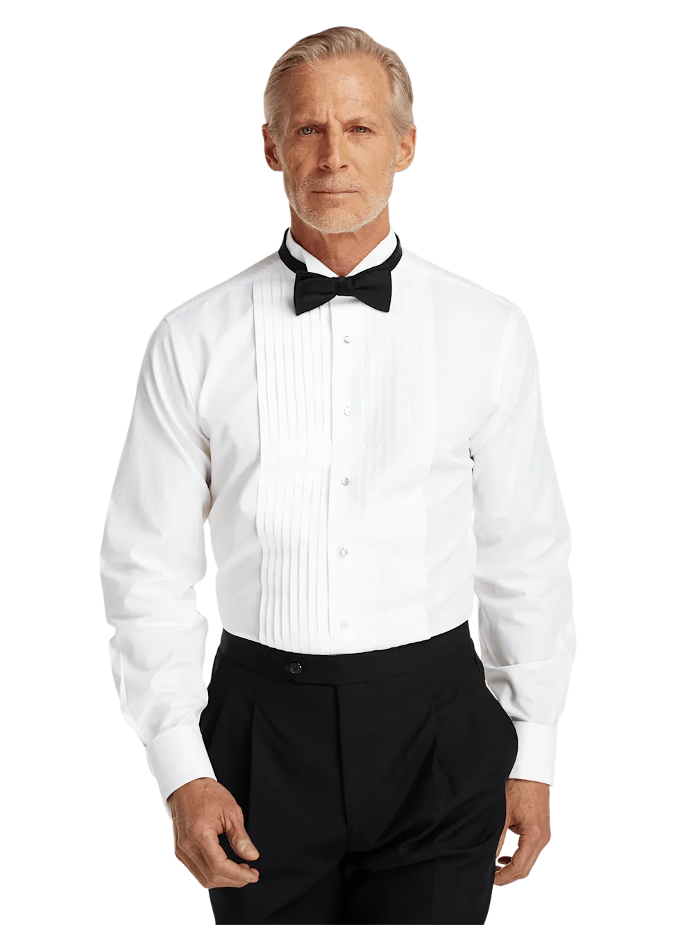 Non-Iron Cotton Tuxedo Shirt - White