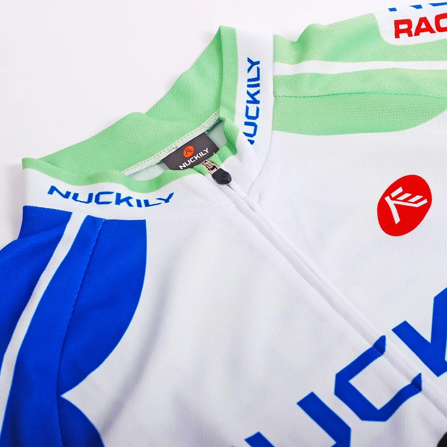 Nuckily MA003 Mens Cycling Jersey (White/Blue/Green)