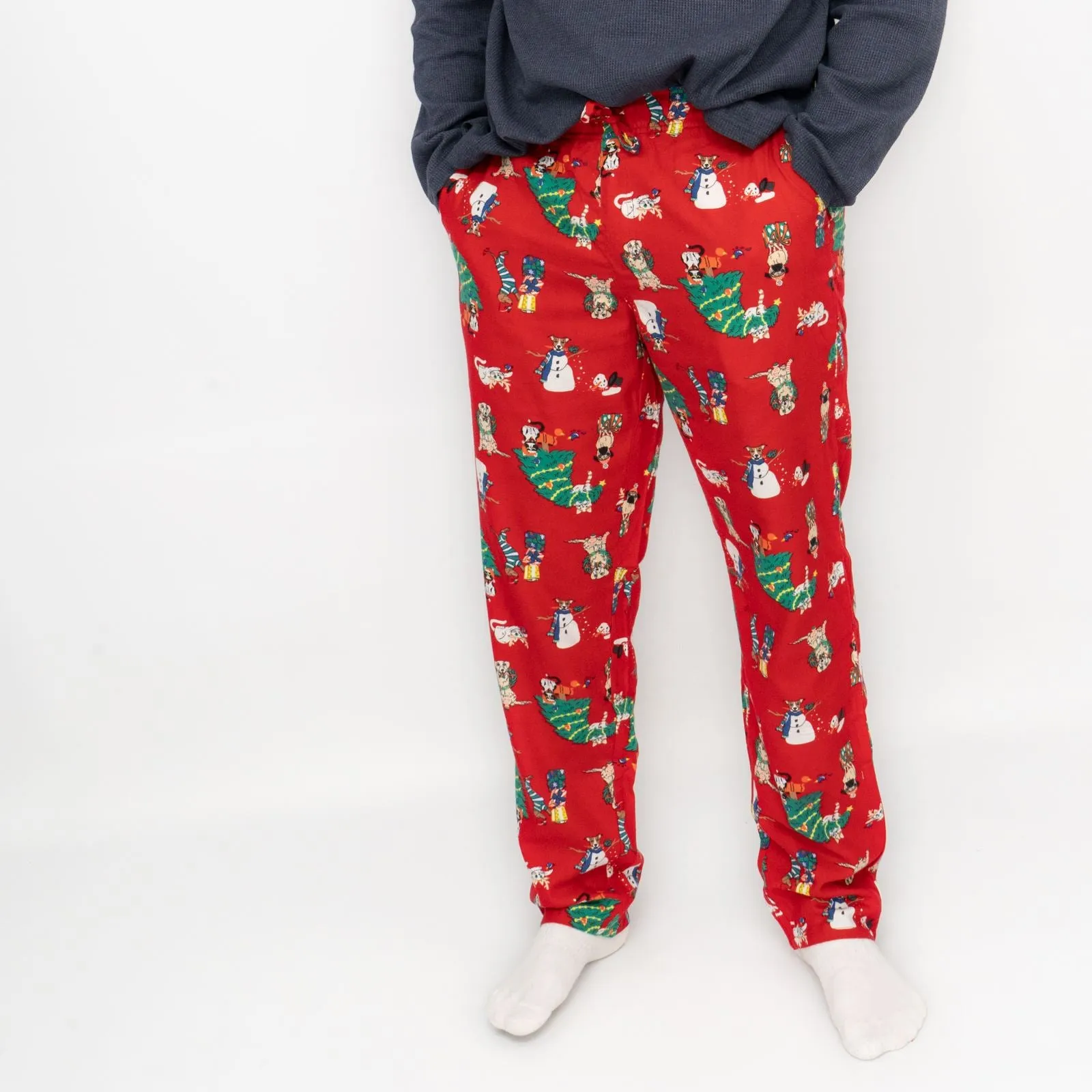 Old Navy Mens Christmas Tree Red Flannel Pyjama Bottoms