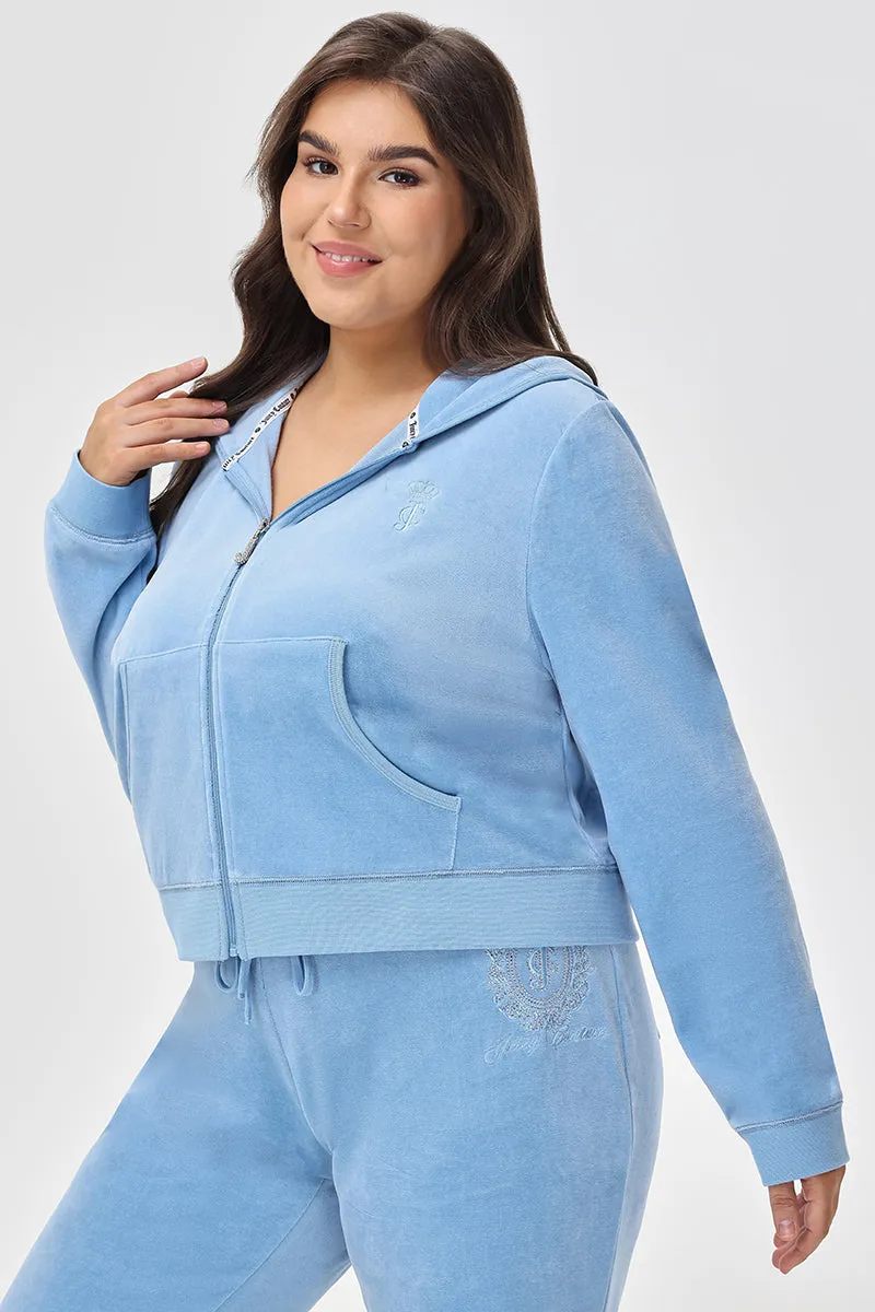 Plus-Size Crown Heritage Cotton Velour Hoodie Juicy Couture