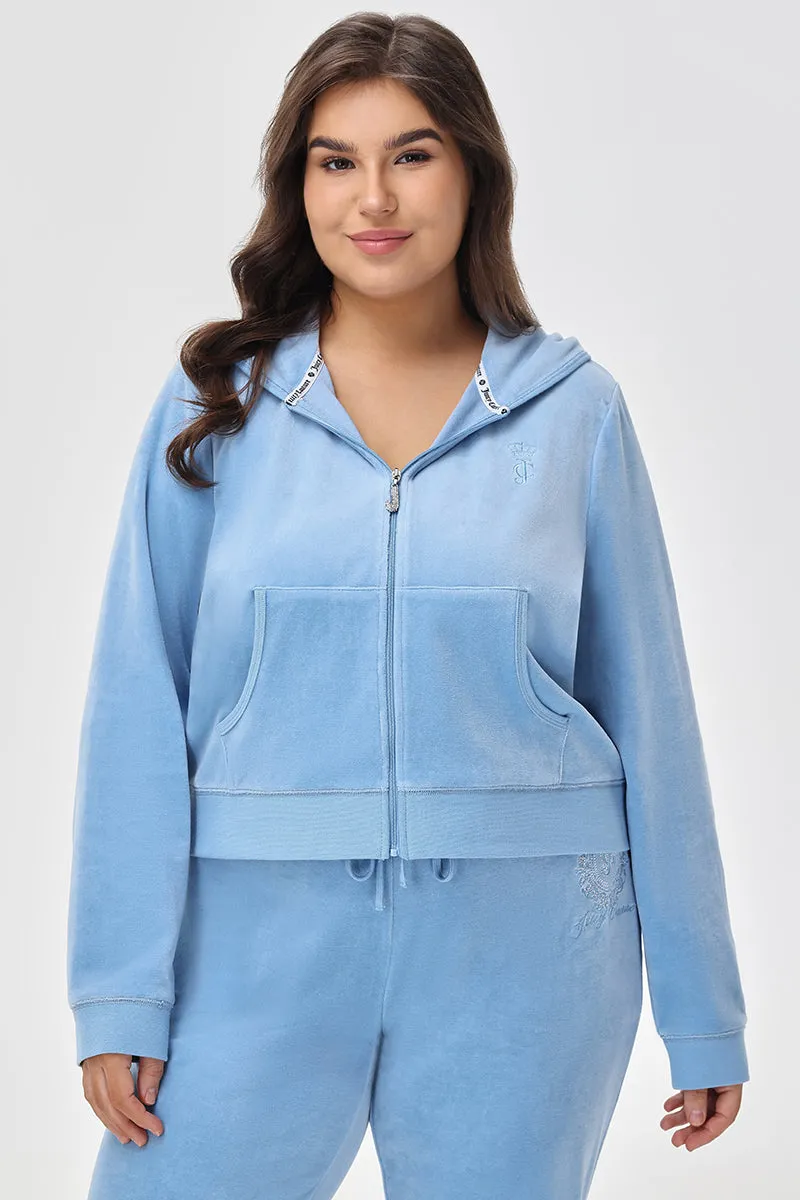 Plus-Size Crown Heritage Cotton Velour Hoodie Juicy Couture