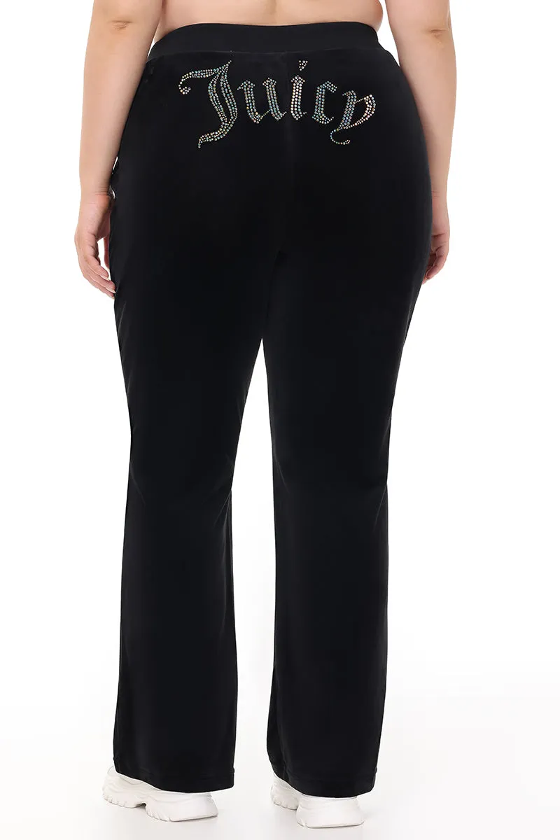 Plus-Size Technicolor Customizable Big Bling Velour Track Pants Juicy Couture