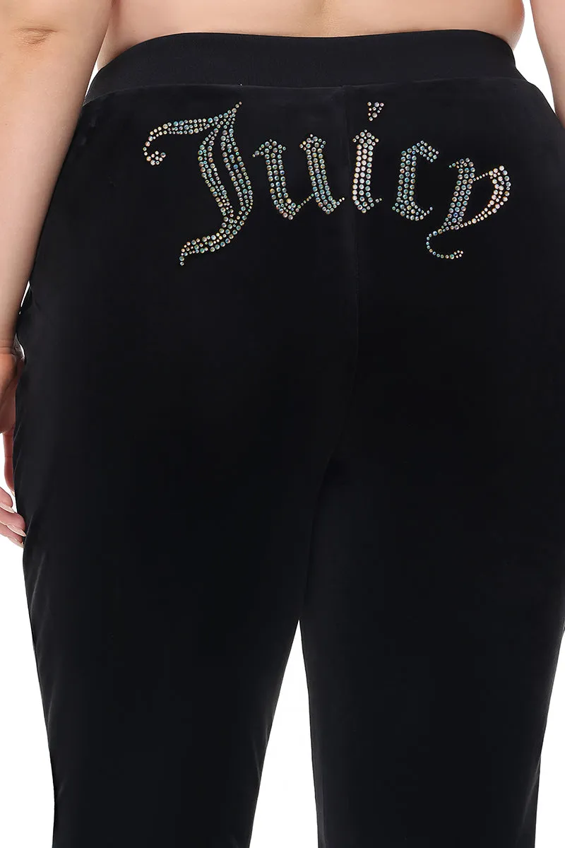 Plus-Size Technicolor Customizable Big Bling Velour Track Pants Juicy Couture