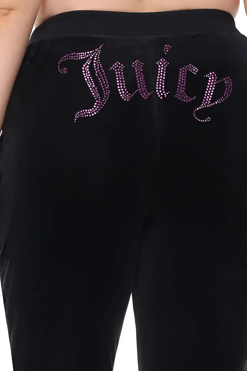 Plus-Size Technicolor Customizable Big Bling Velour Track Pants Juicy Couture