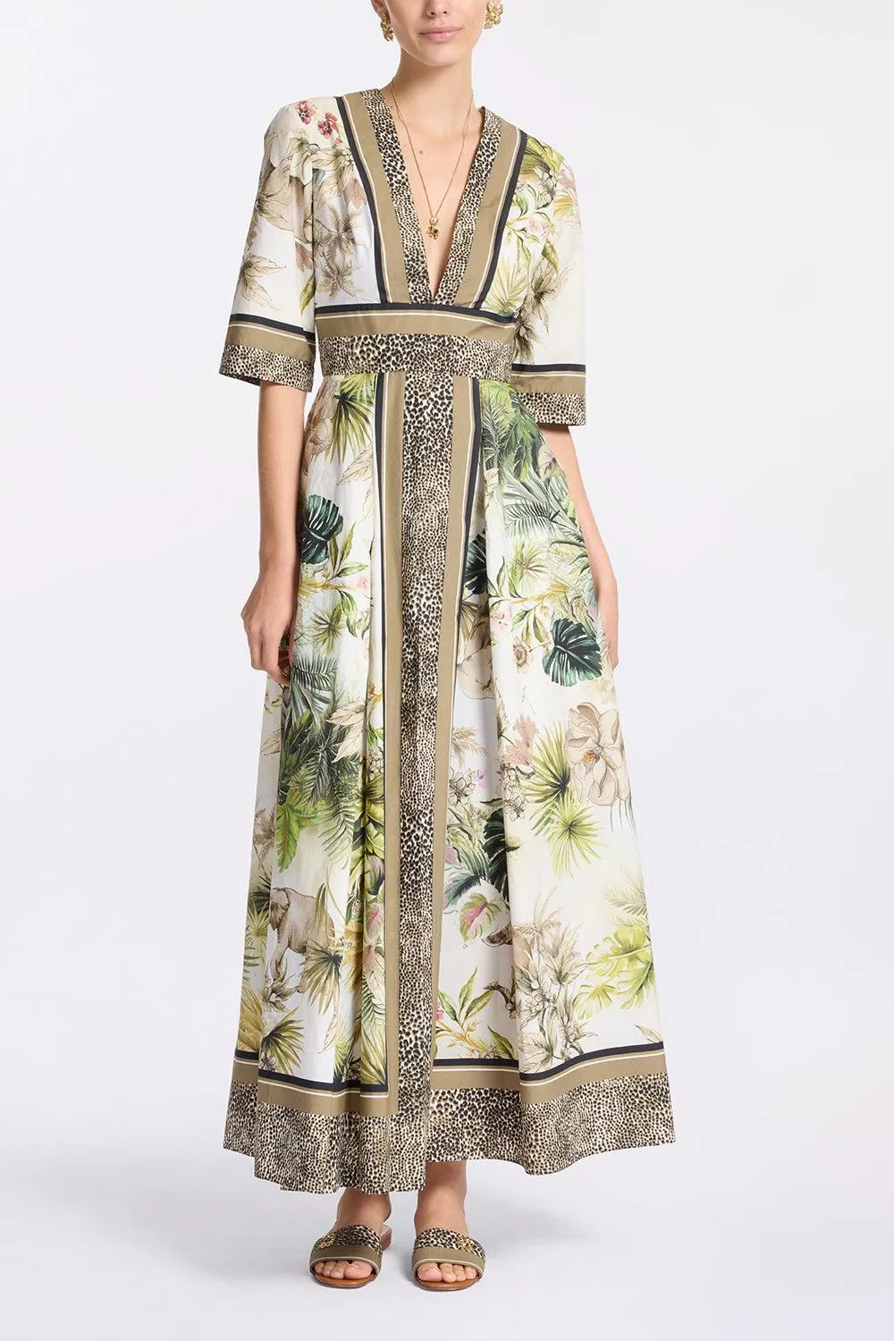 Printed Cotton Midi Dress