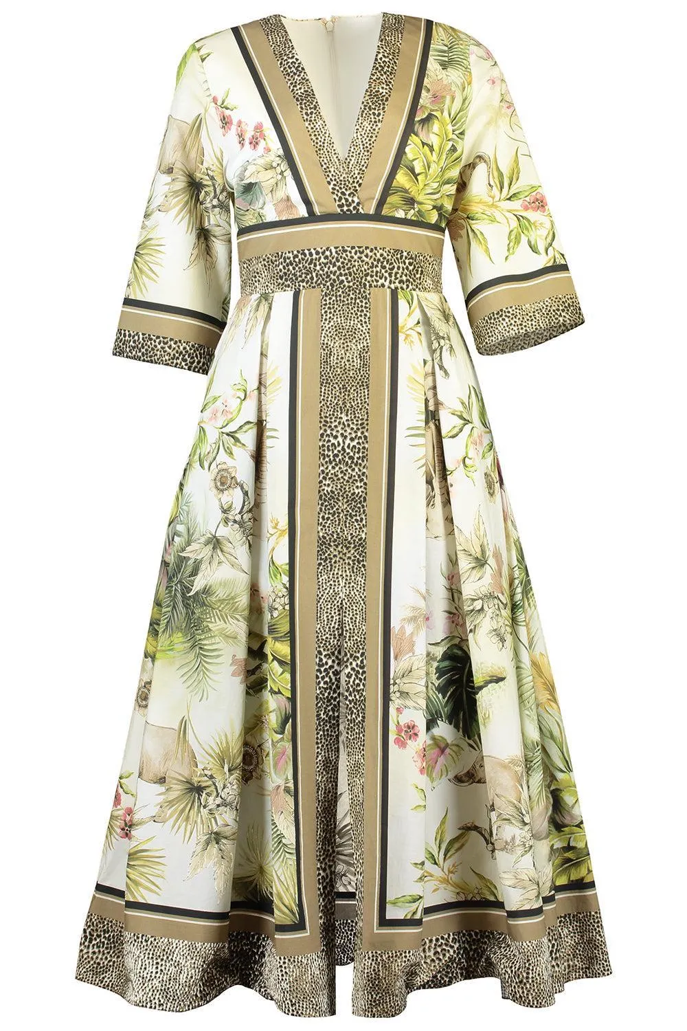 Printed Cotton Midi Dress
