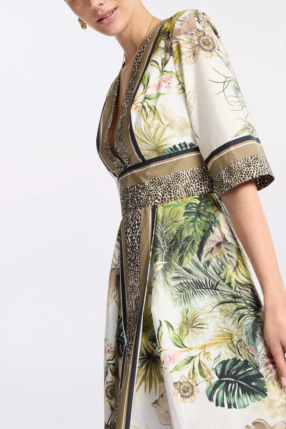 Printed Cotton Midi Dress
