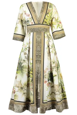 Printed Cotton Midi Dress