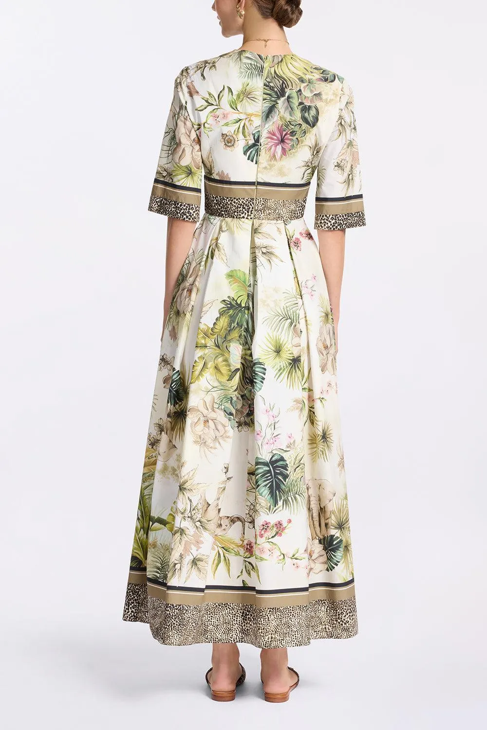 Printed Cotton Midi Dress