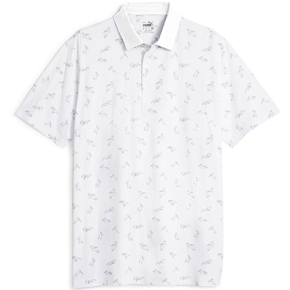 Puma Cloudspun Echo Polo Shirt - White Glow/Navy Blazer