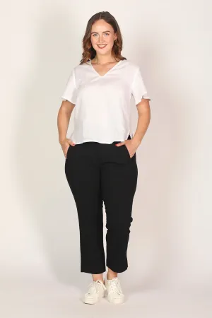 Regular Length Stretch Capri Pant in Black Adrift