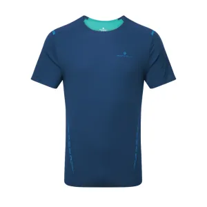 Ronhill Men's Tech Race Short Sleeved Tee in Dark Navy/Deep Laguna SS25