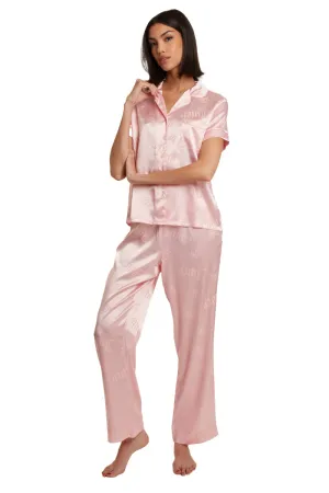 Satin Short Sleeve Notch Collar PJ Set Juicy Couture