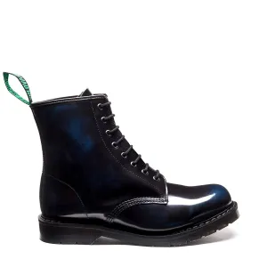 Solovair Shoes Shoes Derby Boots Boots 8-Hole Leather Navy Rub-Off Blue Made in England