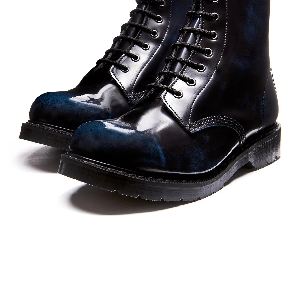 Solovair Shoes Shoes Derby Boots Boots 8-Hole Leather Navy Rub-Off Blue Made in England