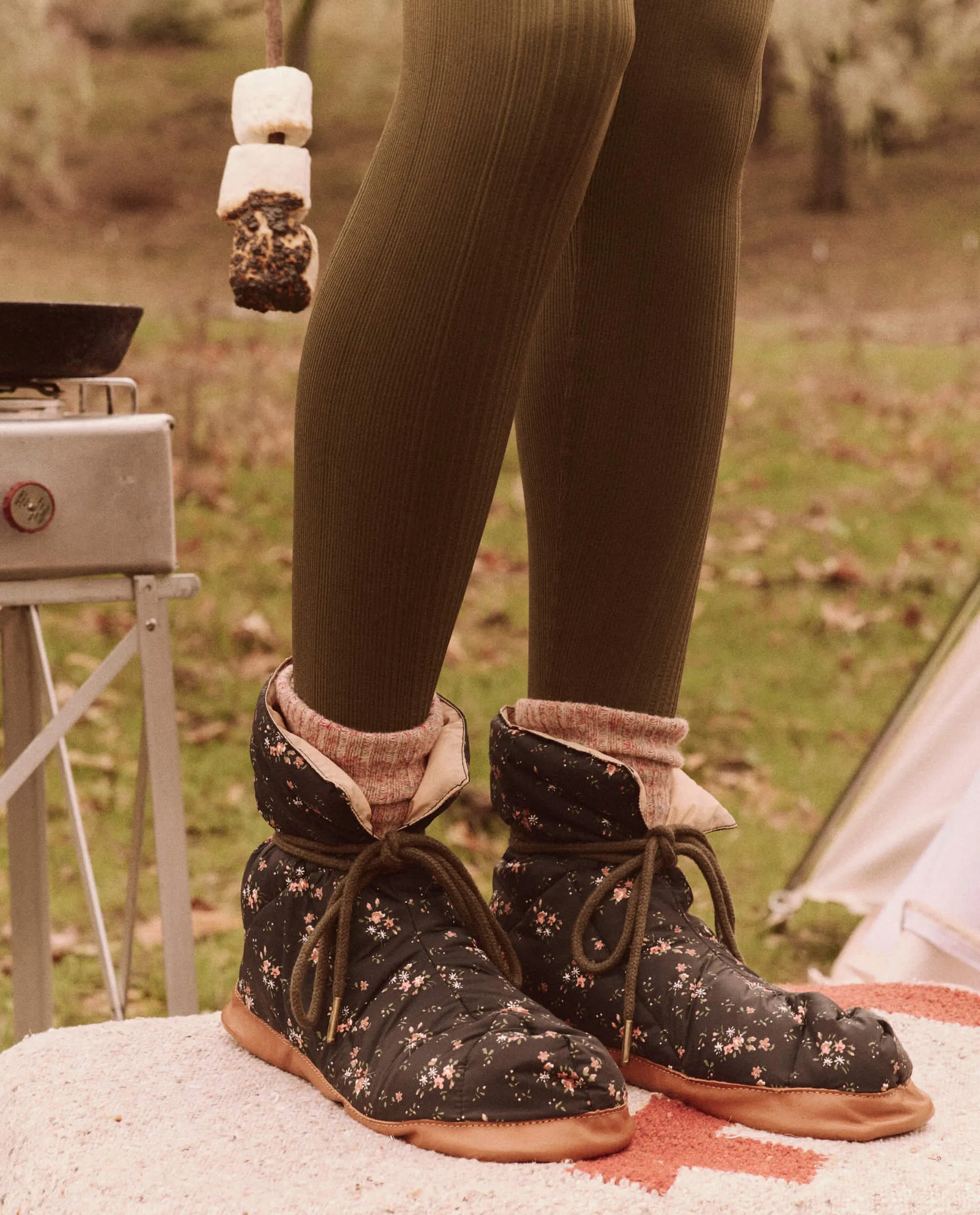 The Down Quilted Puffer Slipper. -- Wilderness Floral and Powder Pink The Great