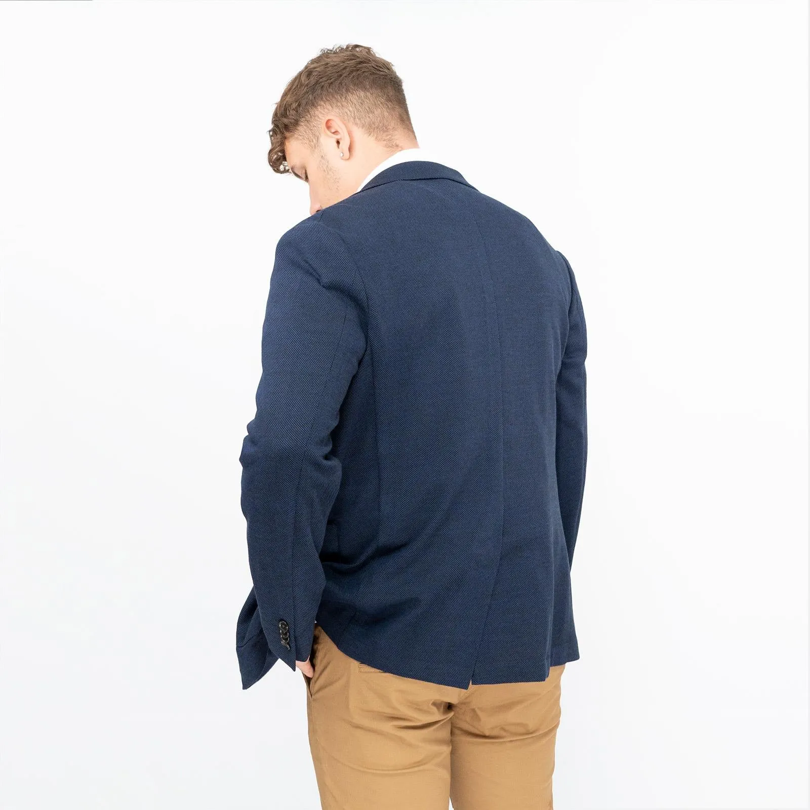 TM Lewin Mens Jacket Navy Blue Smart Casual Lightweight Classic Cotton Mix Slim