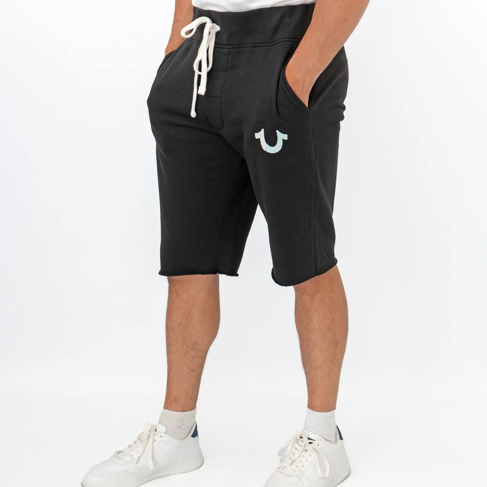 True Religion Mens Shorts Black Fleeced