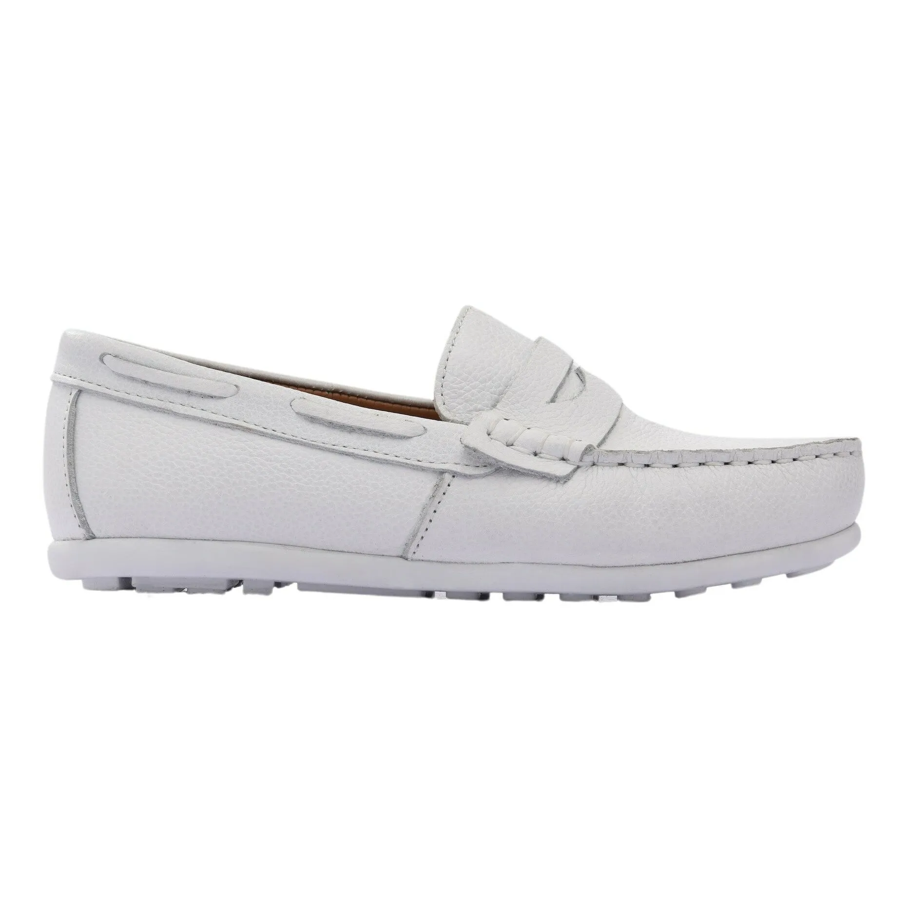 White Leather Penny Loafers