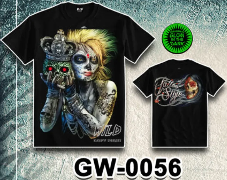 WILD - Glow in the Dark T-Shirt Frau Tattoo GW-0056