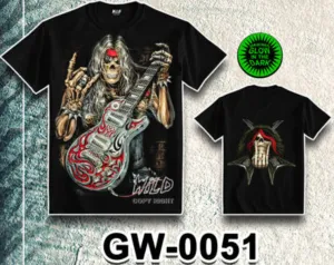 WILD - Glow in the Dark T-Shirt Gitarre Totenkopf GW-0051