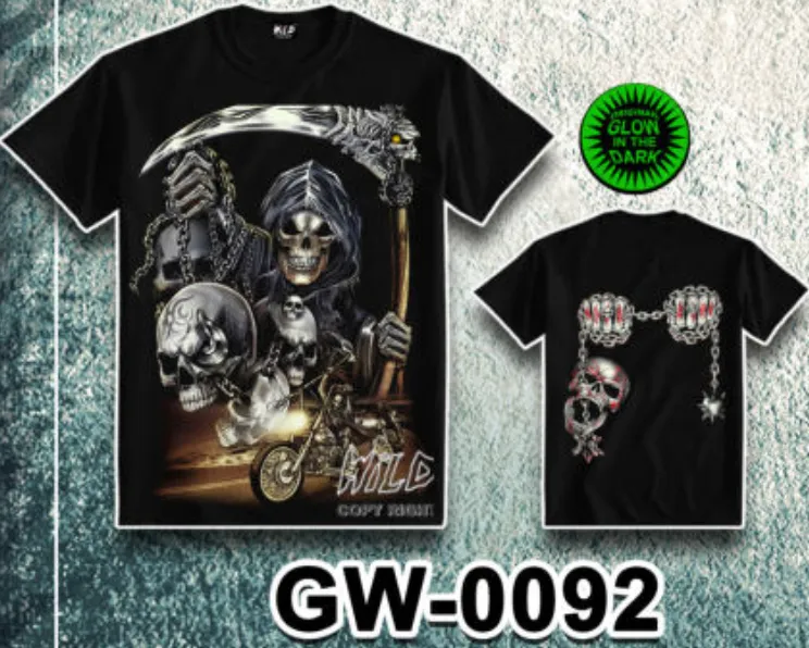 WILD - Glow in the Dark T-Shirt Totenkopf Biker GW-0092