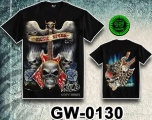 WILD - Glow in the Dark T-Shirt Totenkopf Gitarre GW-0130