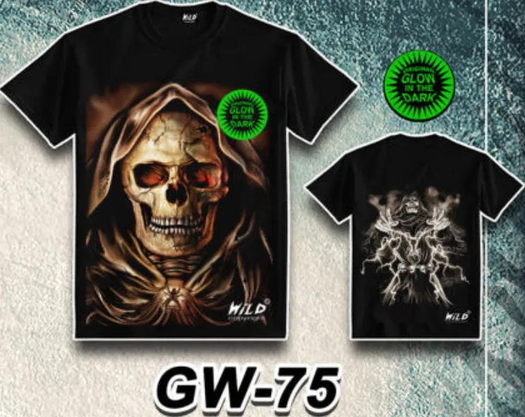 WILD - Glow in the Dark T-Shirt Totenkopf Skull GW-75
