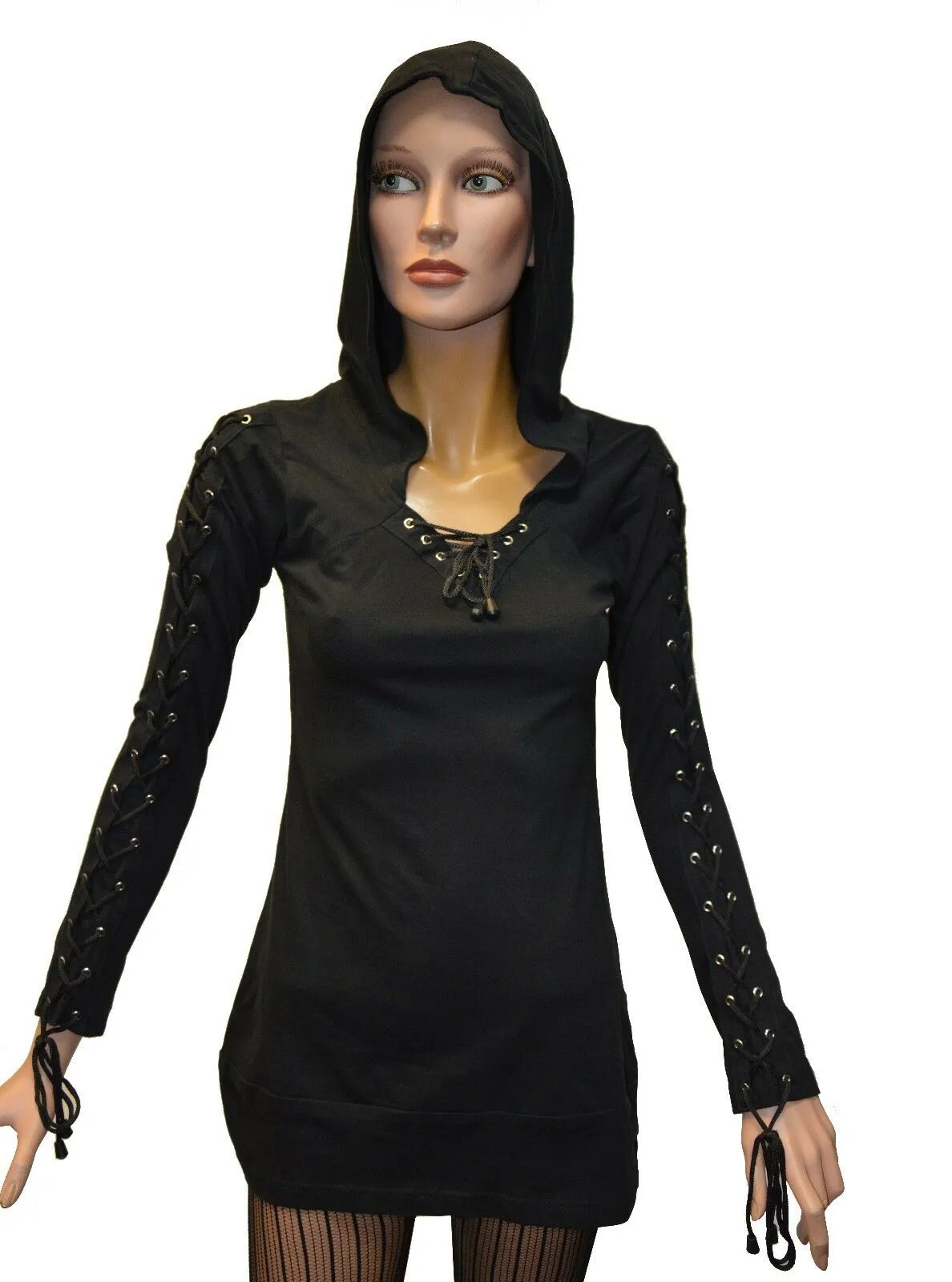 Women's Gothic Girl Hoodie Long Sleeve Hoodie Hooded Pullover Black