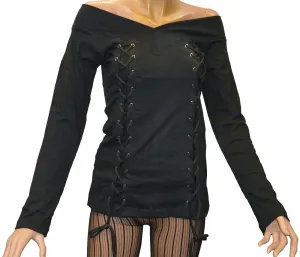 Women's Gothic Punk Shirt Long Sleeve Top Black NEW ORIGINAL