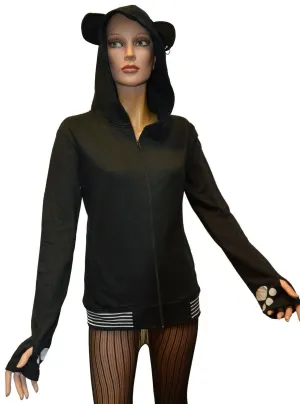 Women's hooded jacket hoodie panda ears thumb holes piercing NEW in original packaging
