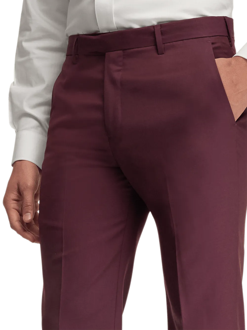 Wool Gabardine Pants - Burgundy